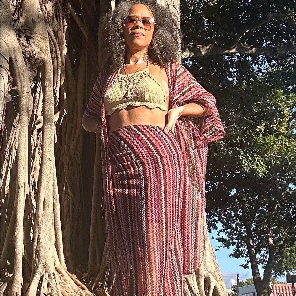 Francesca's Collections two-piece Burgundy and Cream Maxi Skirt and top